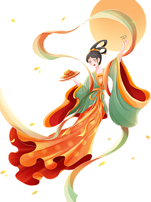 中秋节嫦娥奔月插画元素