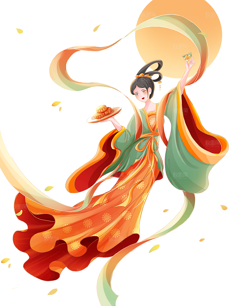中秋节嫦娥奔月插画元素