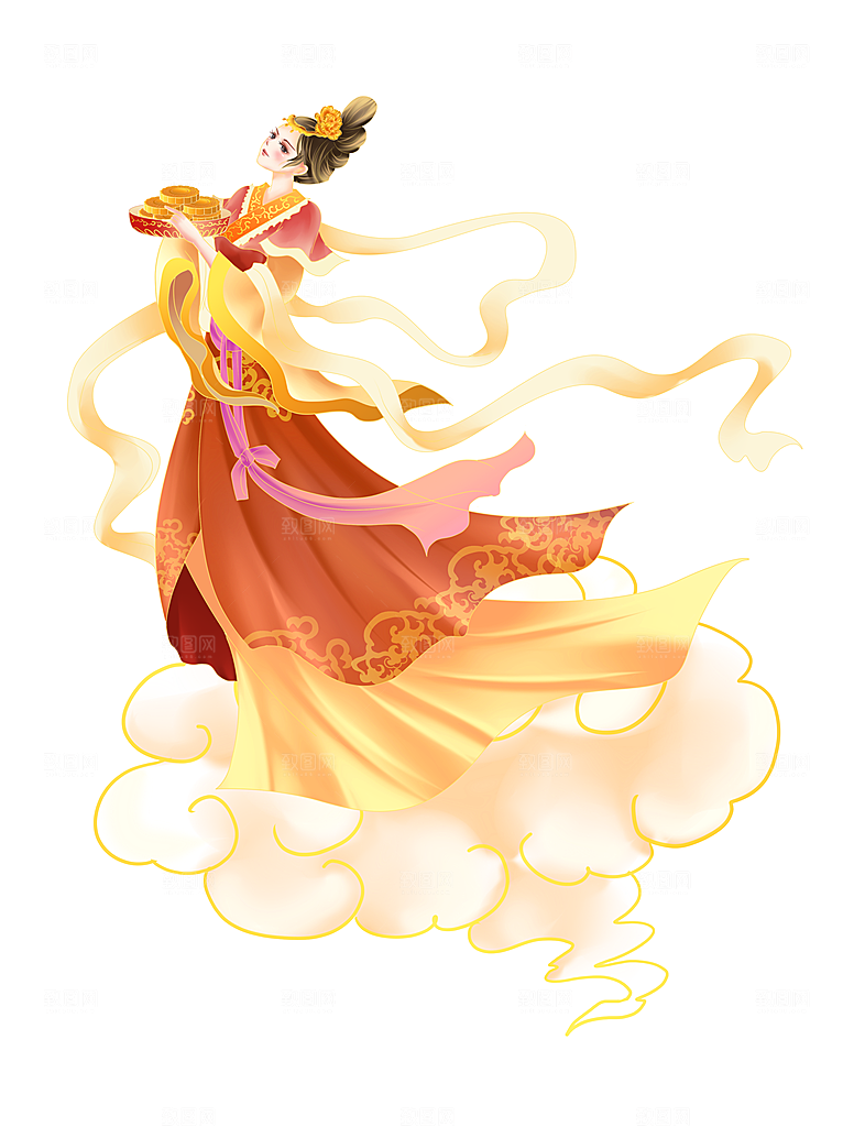 中秋节嫦娥奔月插画元素