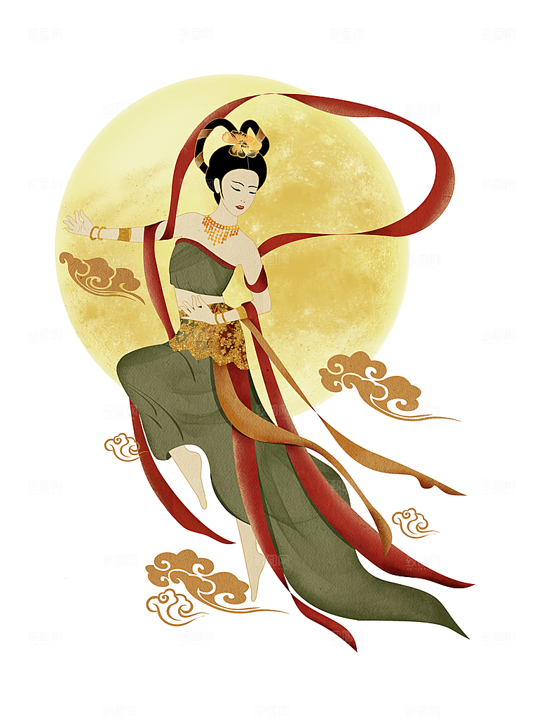 中秋节嫦娥奔月插画元素