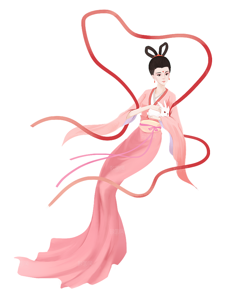 简约大气中秋节嫦娥奔月插画素材