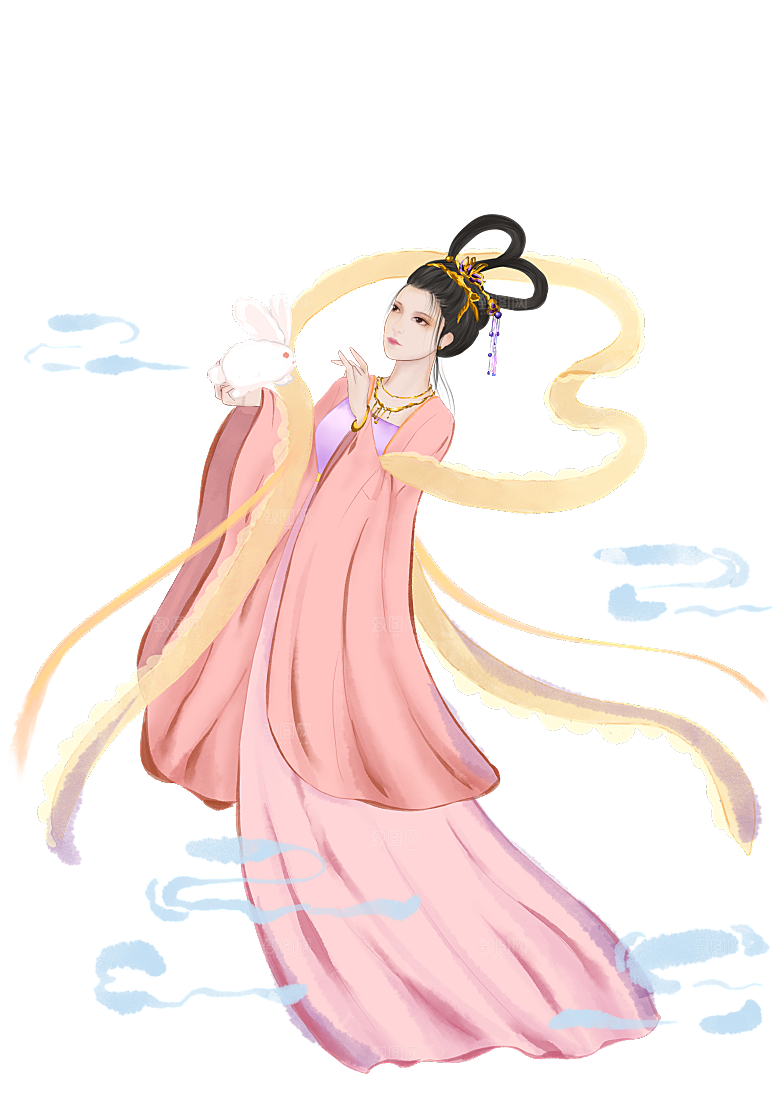 中秋节嫦娥奔月插画元素