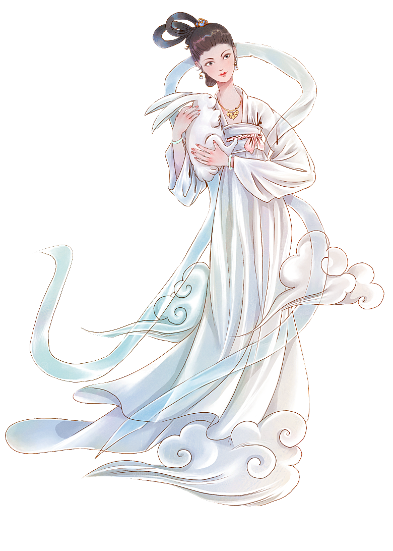 中秋节嫦娥奔月插画元素