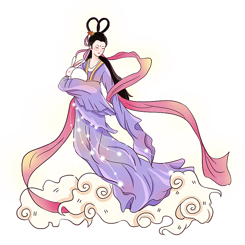 中秋节嫦娥奔月插画元素