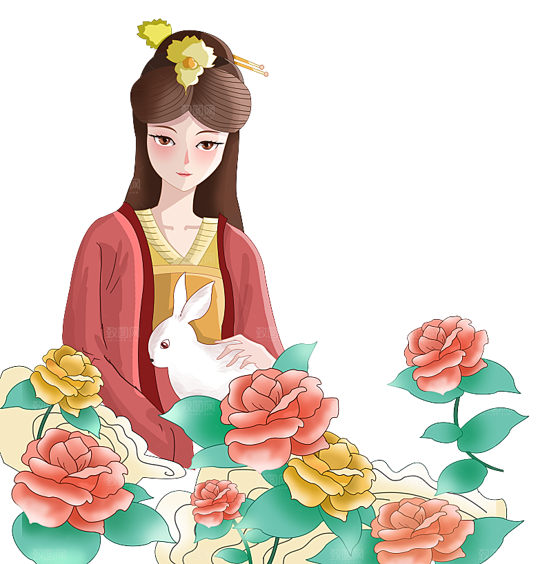 中秋节嫦娥奔月插画元素