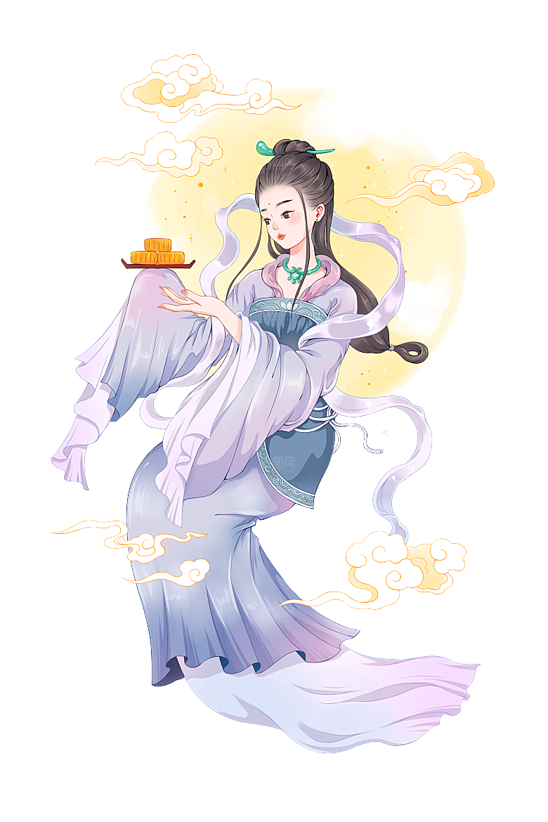 中秋节嫦娥奔月插画元素