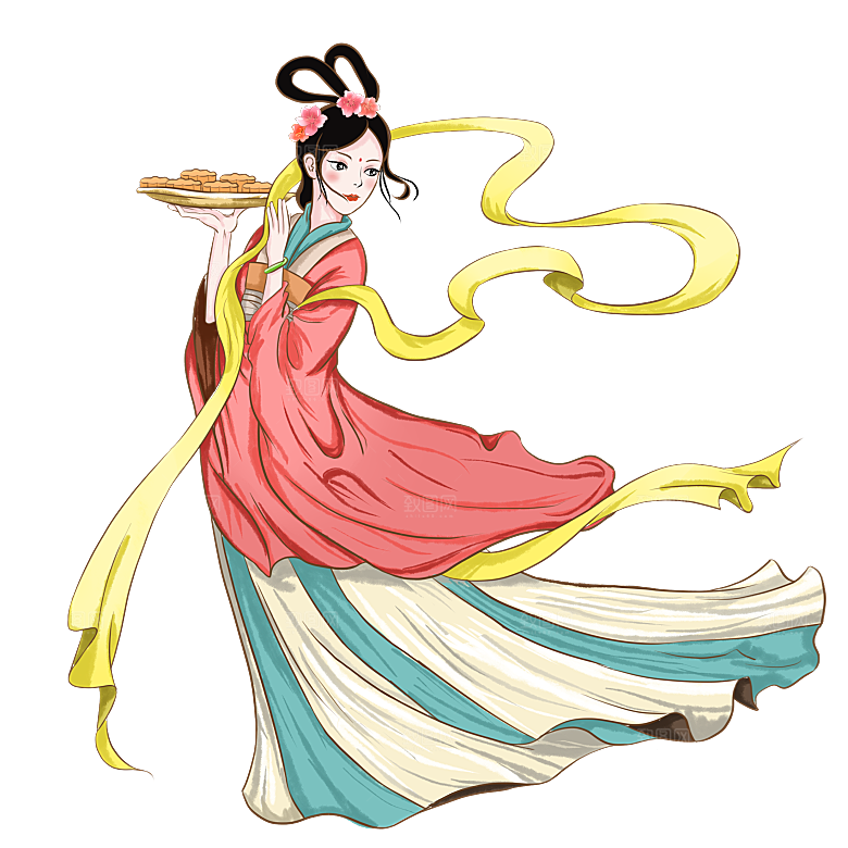 中秋节嫦娥奔月插画元素