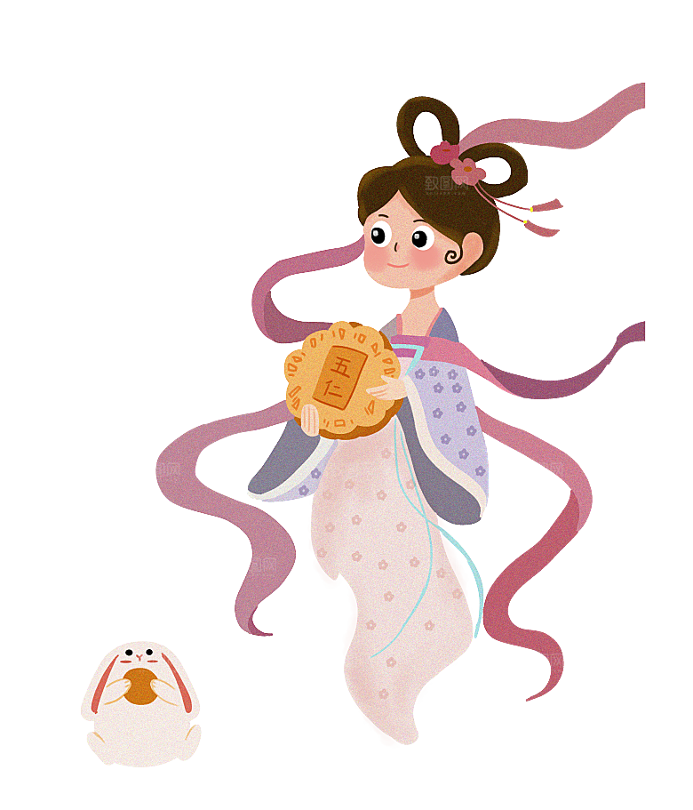 简约大气中秋节嫦娥奔月插画素材