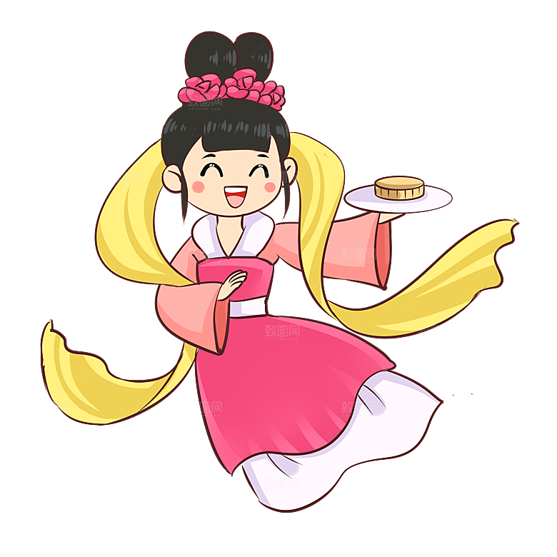 简约大气中秋节嫦娥奔月插画素材