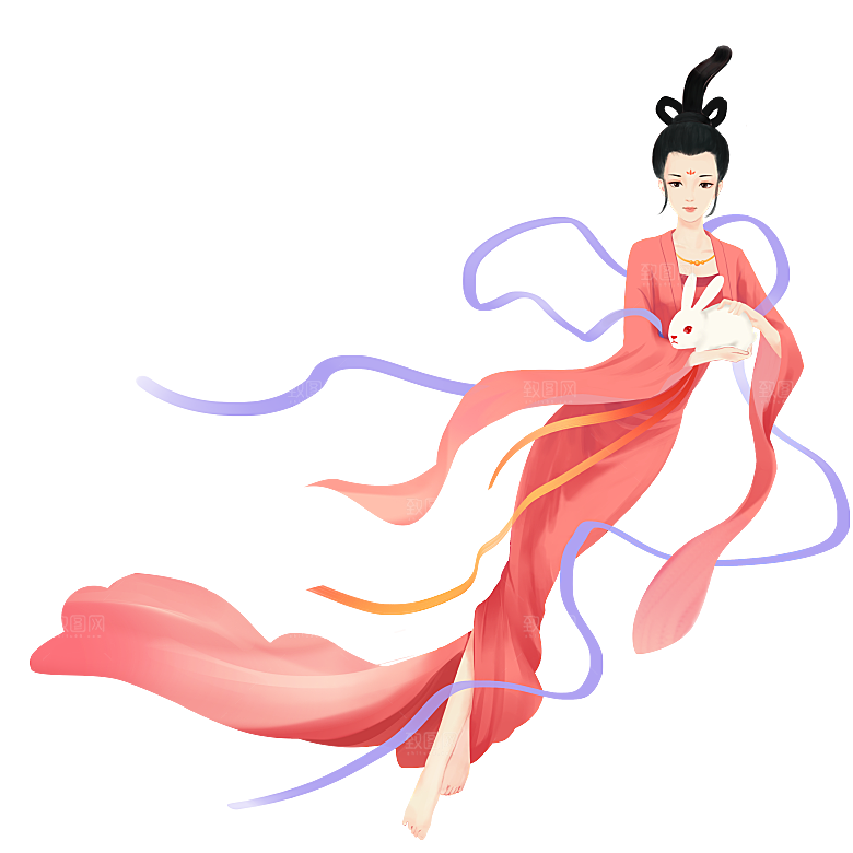 中秋节嫦娥奔月插画元素