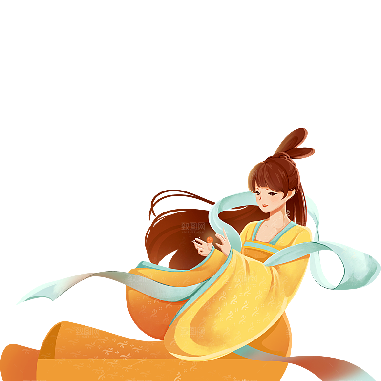 中秋节嫦娥奔月插画元素