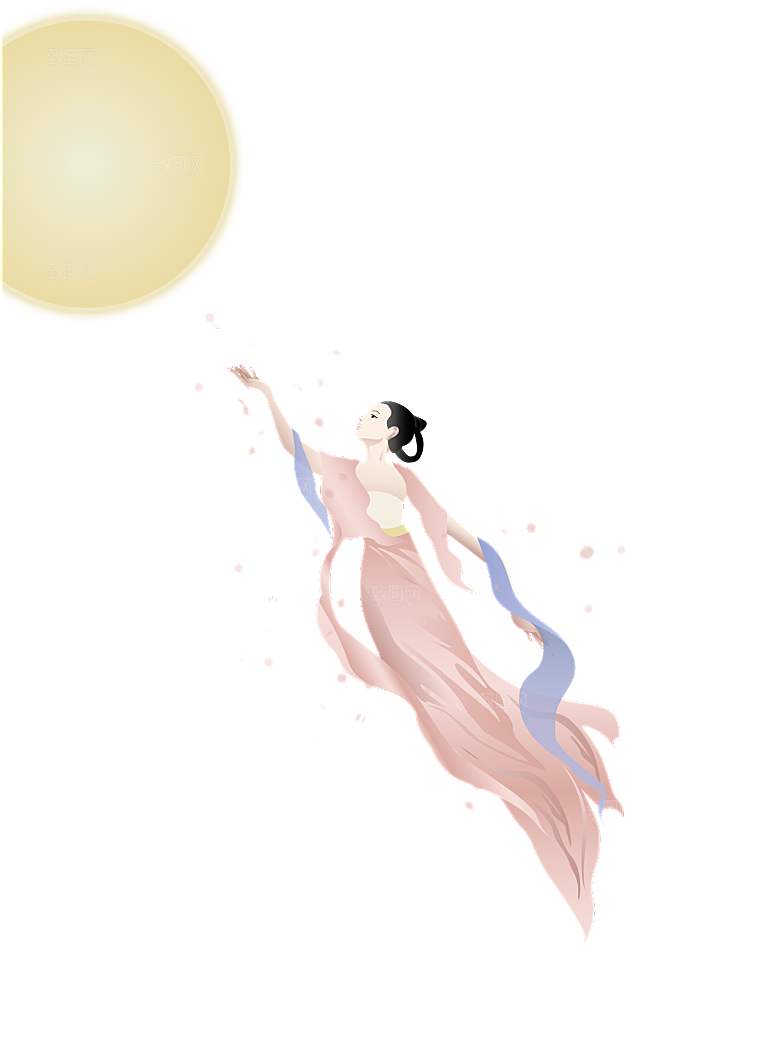 中秋节嫦娥奔月插画元素