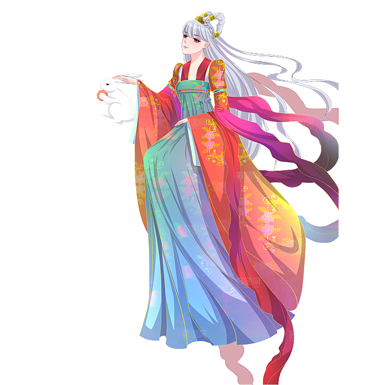 中秋节嫦娥奔月插画元素