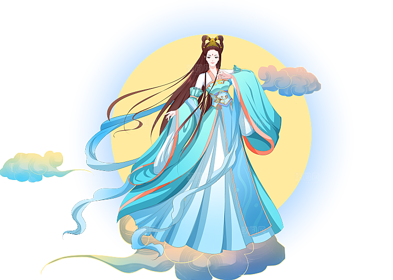 中秋节嫦娥奔月插画元素
