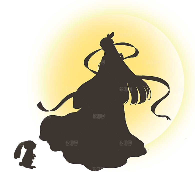中秋节嫦娥奔月插画元素