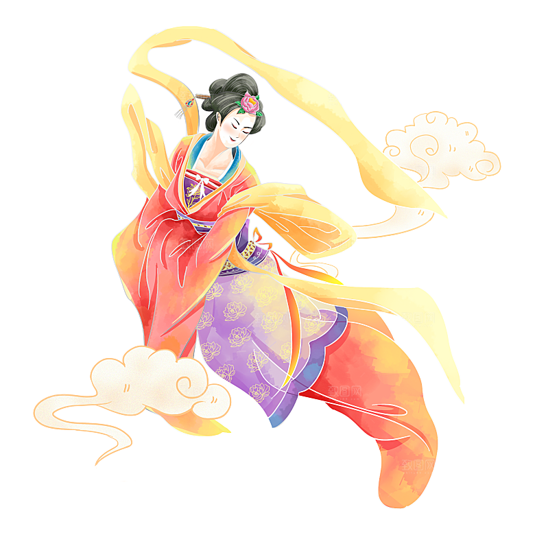 中秋节嫦娥奔月插画元素