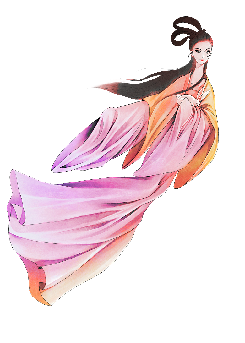 简约大气中秋节嫦娥奔月插画素材
