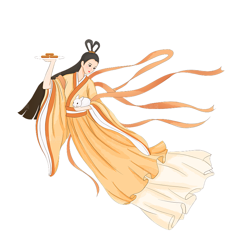 简约大气中秋节嫦娥奔月插画素材