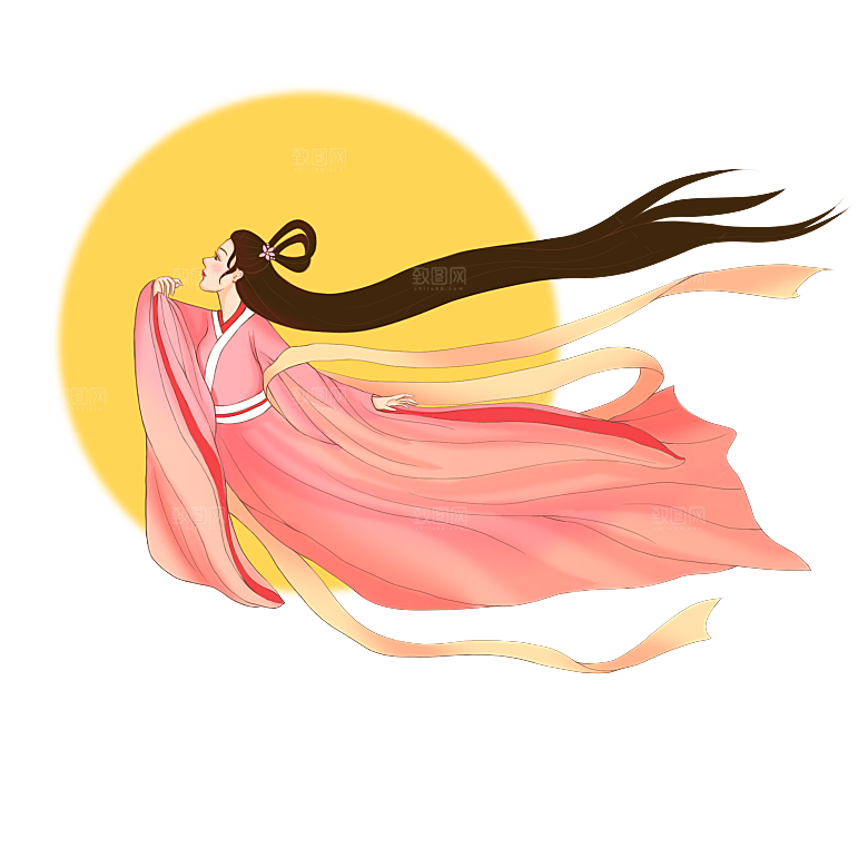 简约大气中秋节嫦娥奔月插画素材