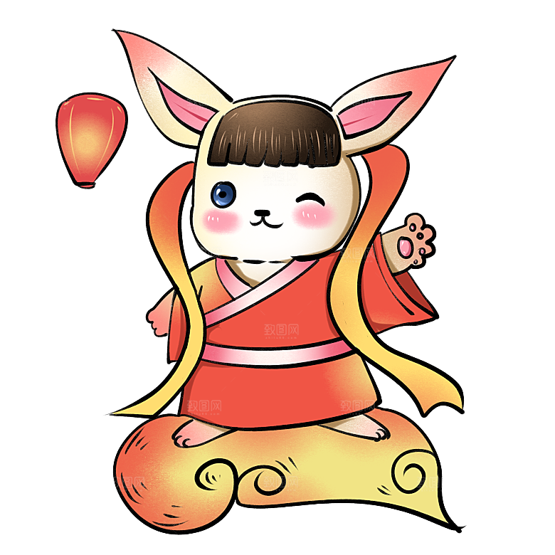 简约大气中秋节嫦娥奔月插画素材