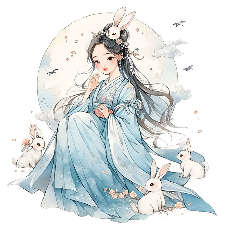 中秋节嫦娥奔月插画元素