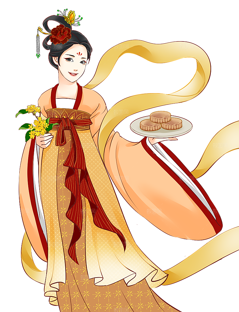 中秋节嫦娥奔月插画元素