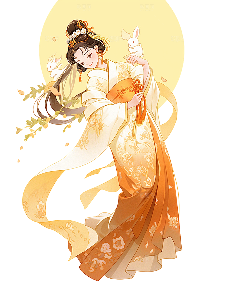 中秋节嫦娥奔月插画元素