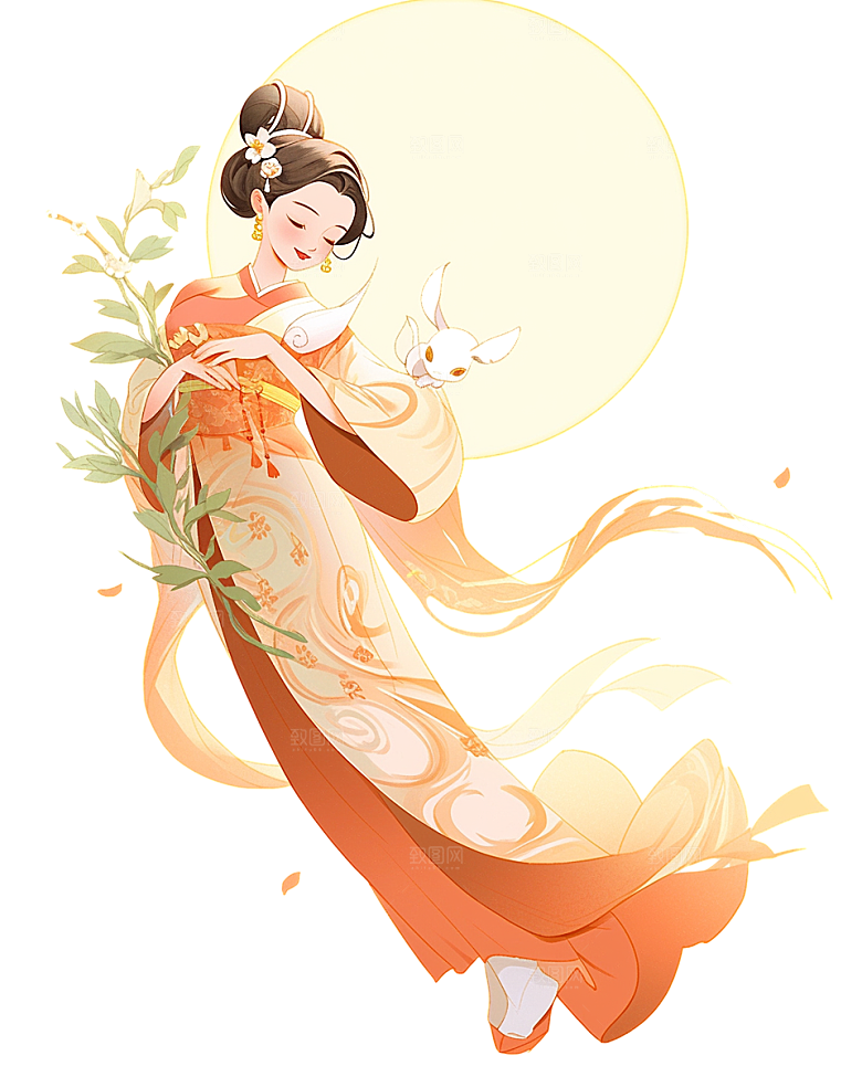 中秋节嫦娥奔月插画元素