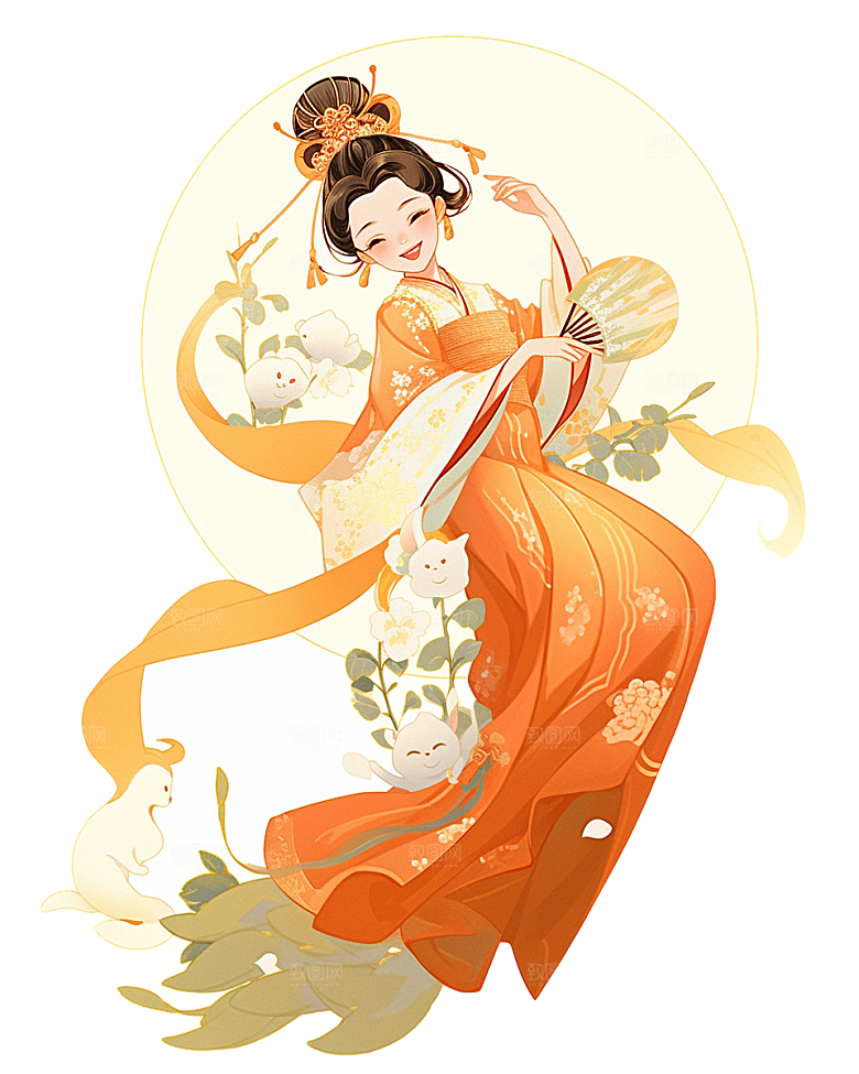 中秋节嫦娥奔月插画元素