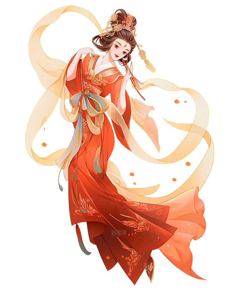 简约大气中秋节嫦娥奔月插画素材