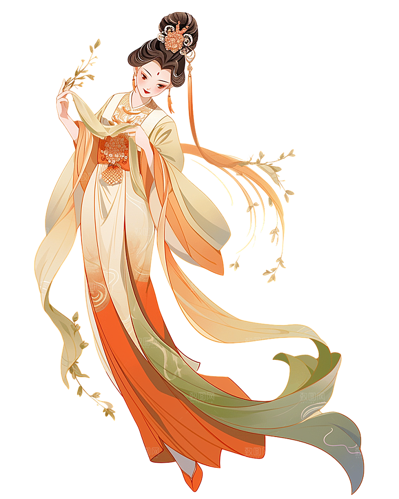 简约大气中秋节嫦娥奔月插画素材