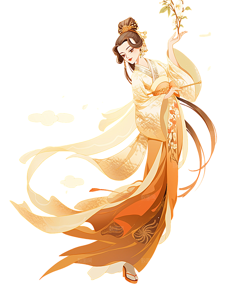 简约大气中秋节嫦娥奔月插画素材