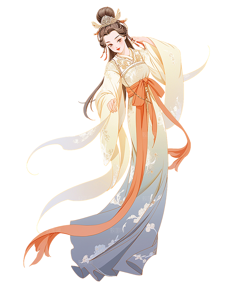 简约大气中秋节嫦娥奔月插画素材