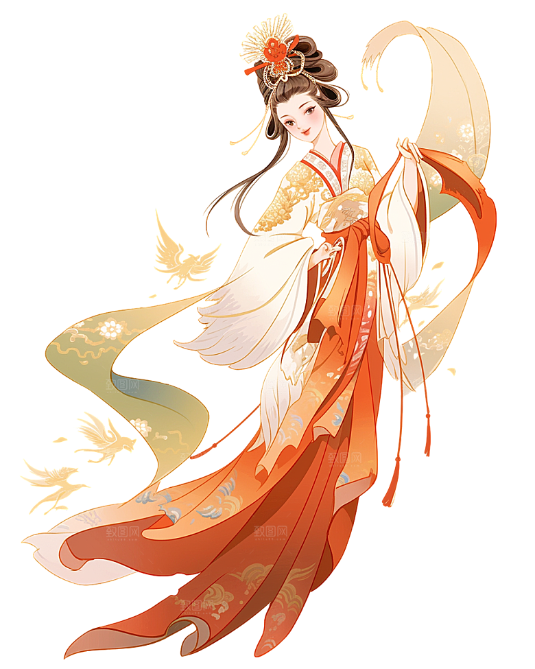 简约大气中秋节嫦娥奔月插画素材