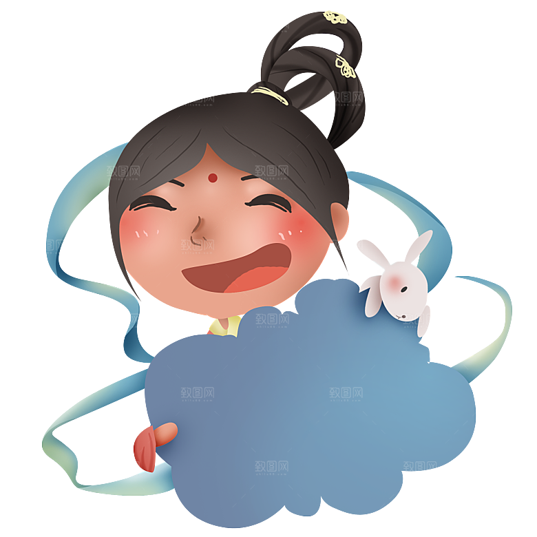 简约大气中秋节嫦娥奔月插画素材
