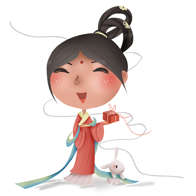 中秋节嫦娥奔月插画元素