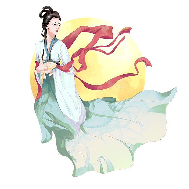 中秋节嫦娥奔月插画元素