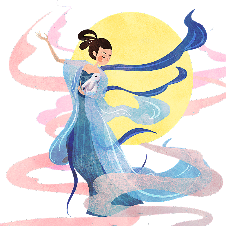 中秋节嫦娥奔月插画元素