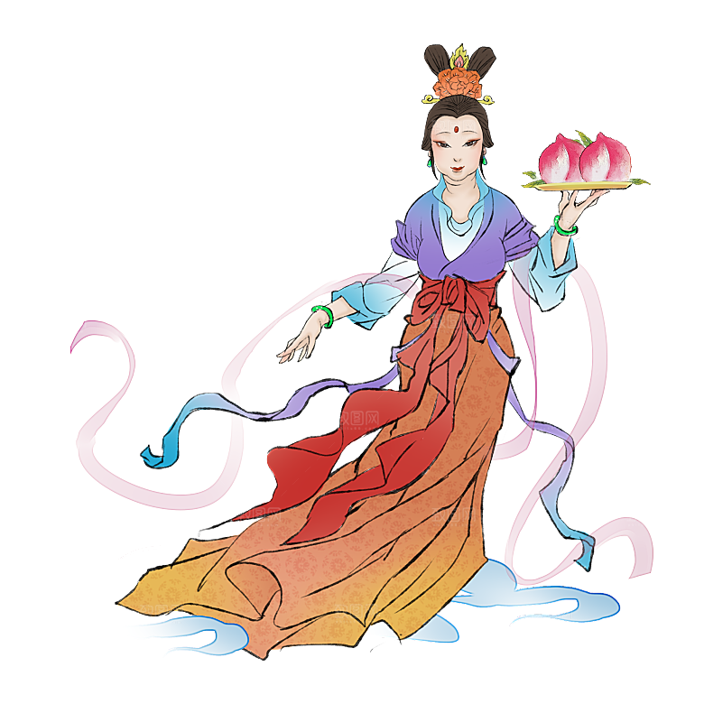 简约大气中秋节嫦娥奔月插画素材