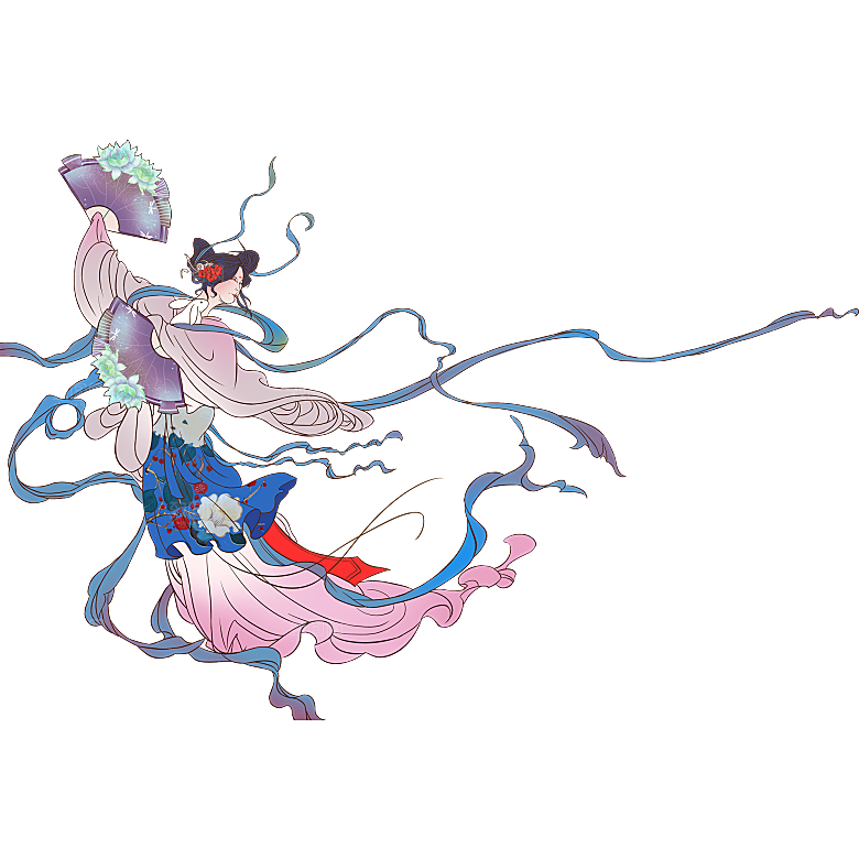 简约大气中秋节嫦娥奔月插画素材