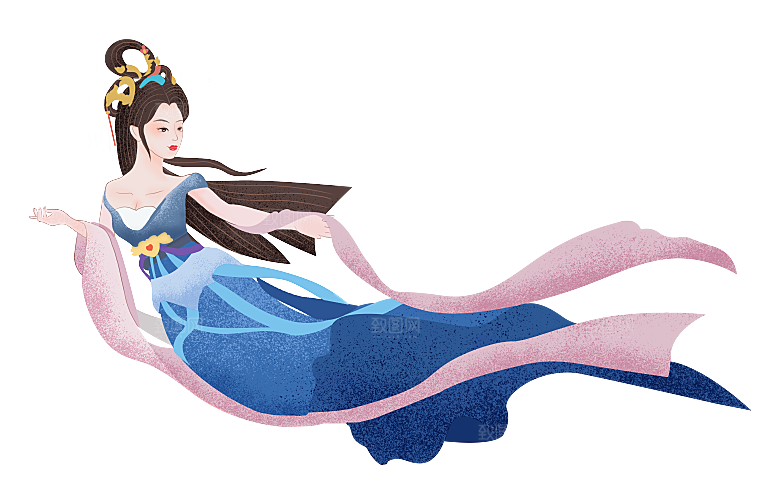 简约大气中秋节嫦娥奔月插画素材
