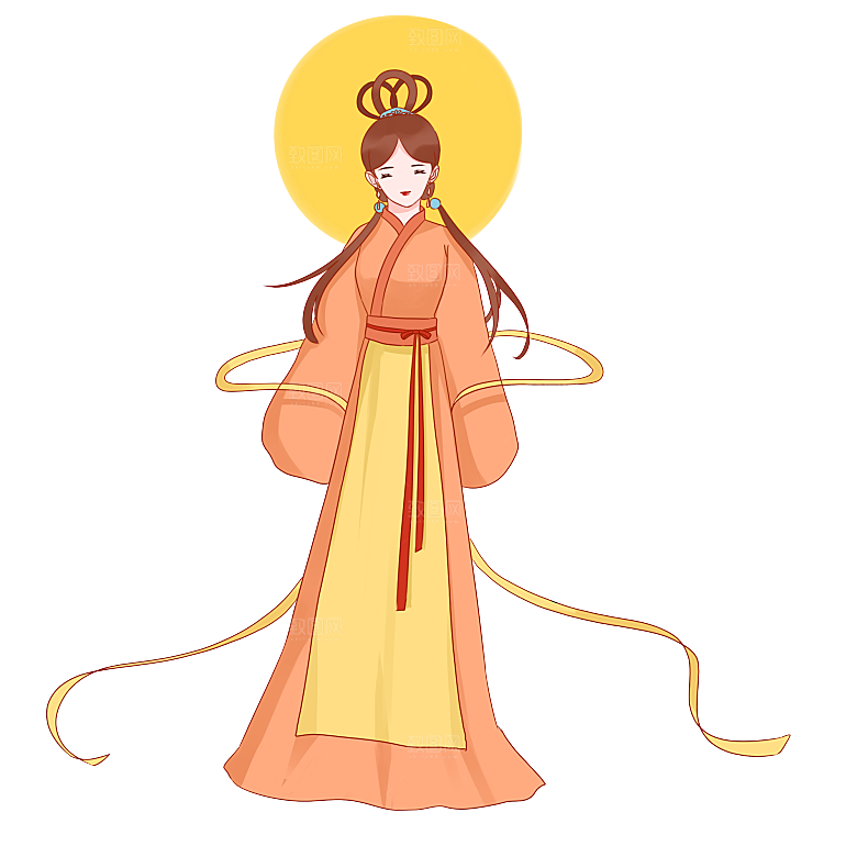 简约大气中秋节嫦娥奔月插画素材