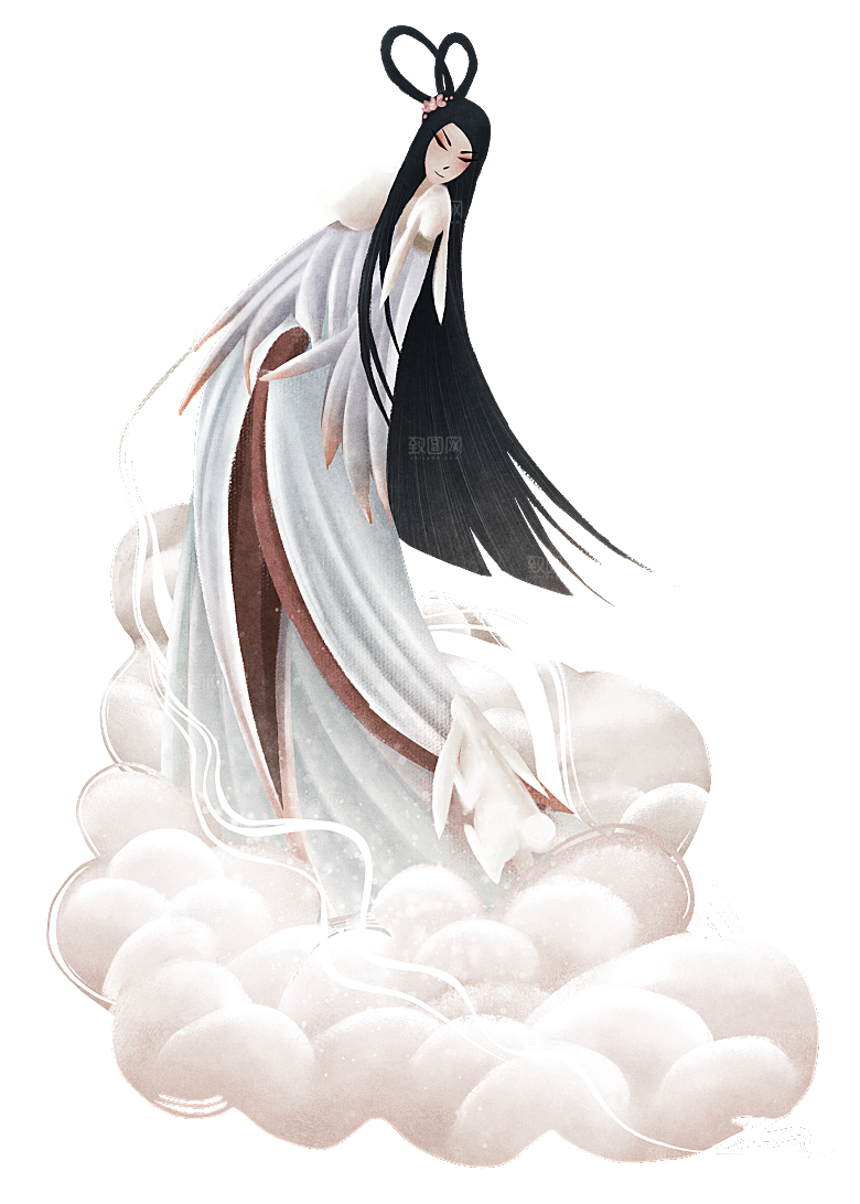 中秋节嫦娥奔月插画元素
