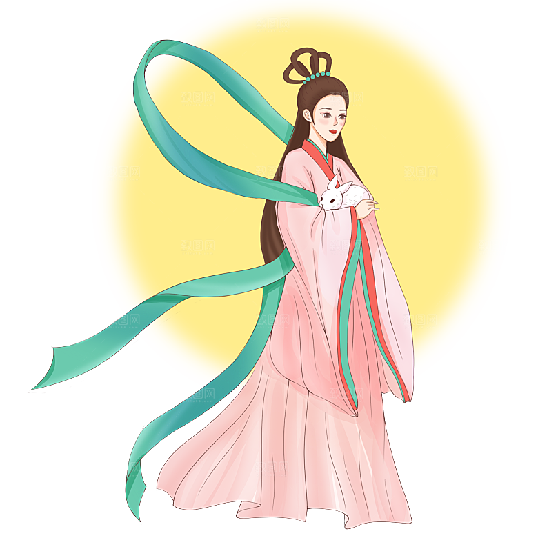 中秋节嫦娥奔月插画元素