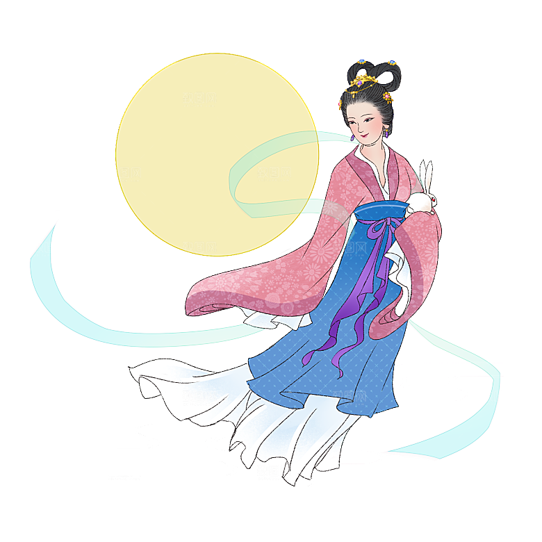中秋节嫦娥奔月插画元素