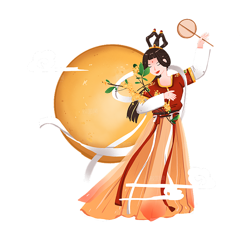 中秋节嫦娥奔月插画元素
