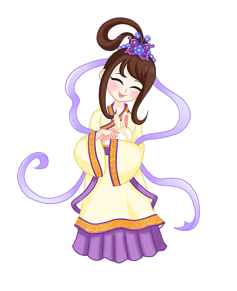中秋节嫦娥奔月插画元素