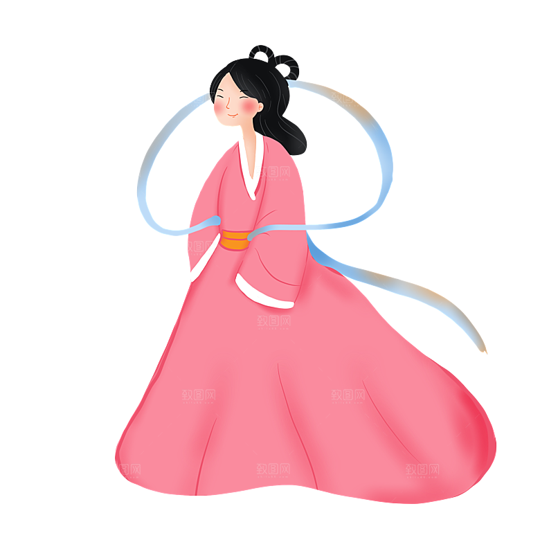 简约大气中秋节嫦娥奔月插画素材
