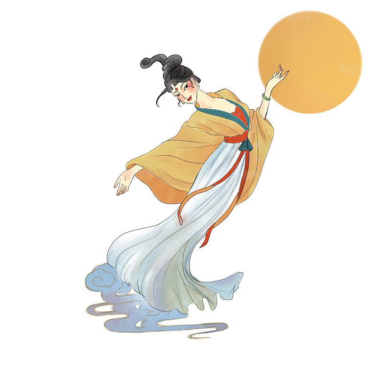 中秋节嫦娥奔月插画元素