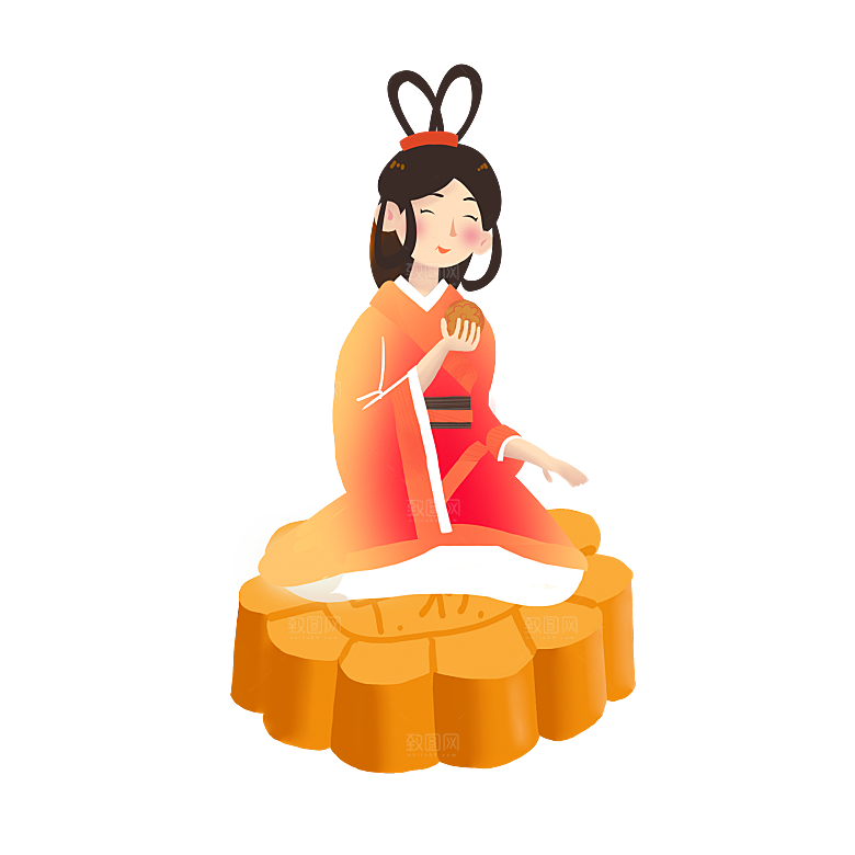 中秋节嫦娥奔月插画元素